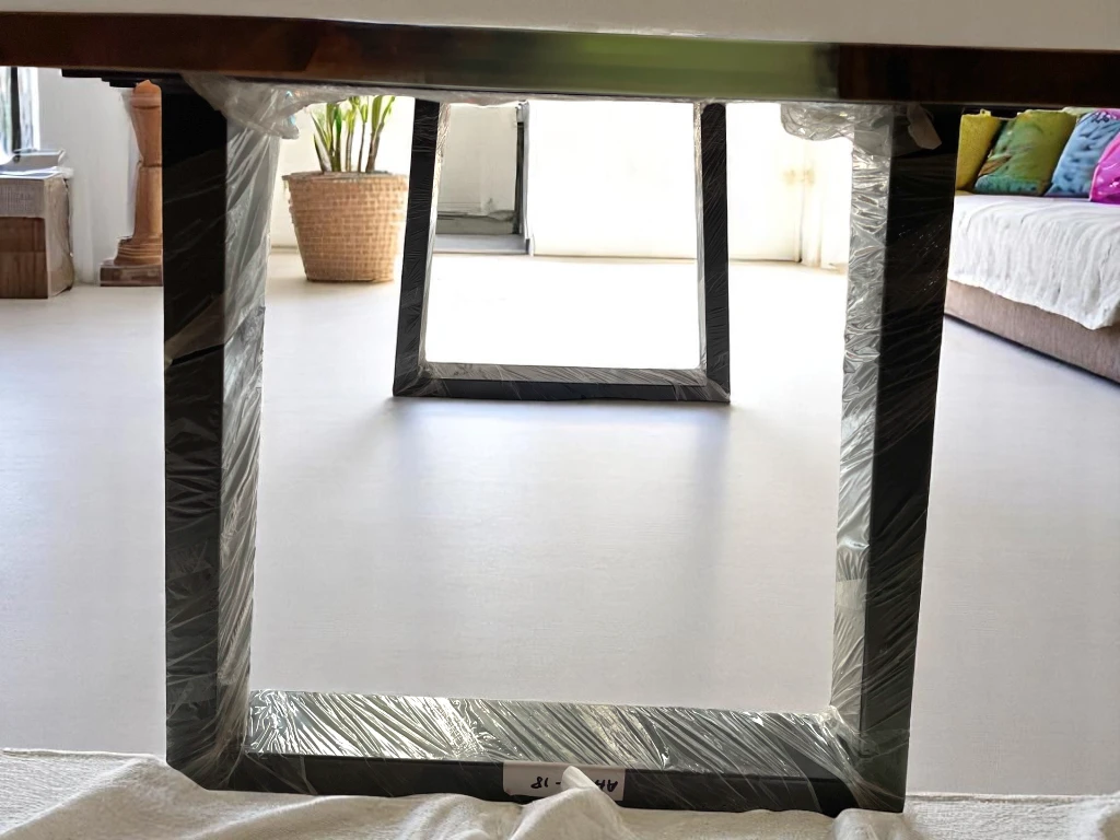 Dark Wooden Dining Table with Clear Epoxy Resin - High Gloss Finish